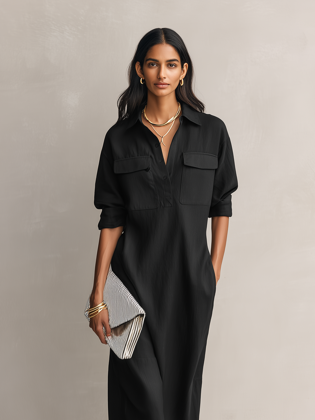 Morgan & Brooke | Black Linen Evening Dress