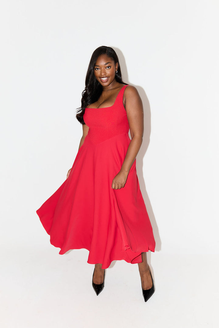 Morgan & Brooke | Flowy Midi-Length Lightweight Dress
