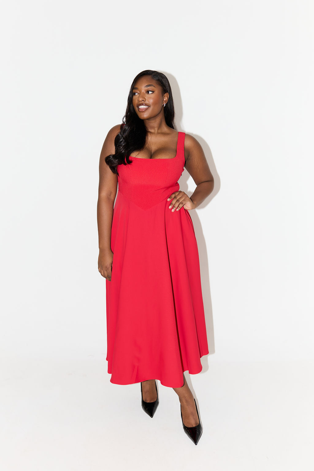 Morgan & Brooke | Flowy Midi-Length Lightweight Dress
