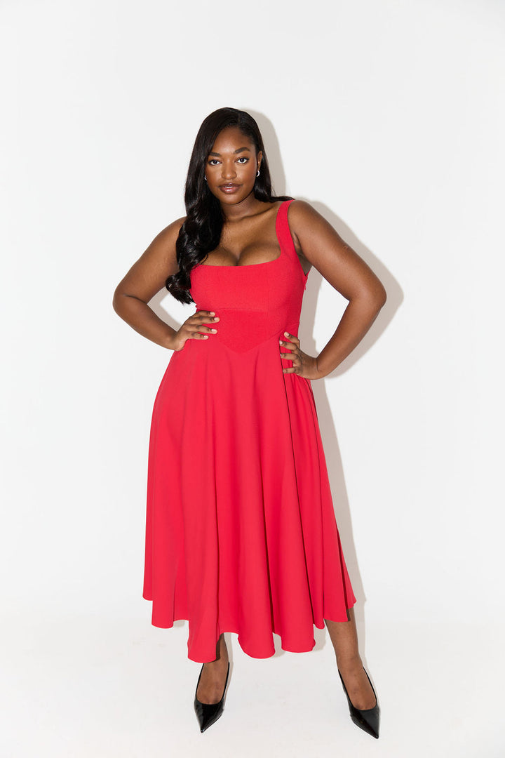 Morgan & Brooke | Flowy Midi-Length Lightweight Dress