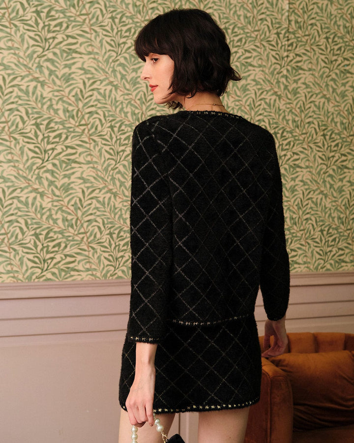 Morgan and Brooke | Argyle Cardigan and Mini Skirt Set