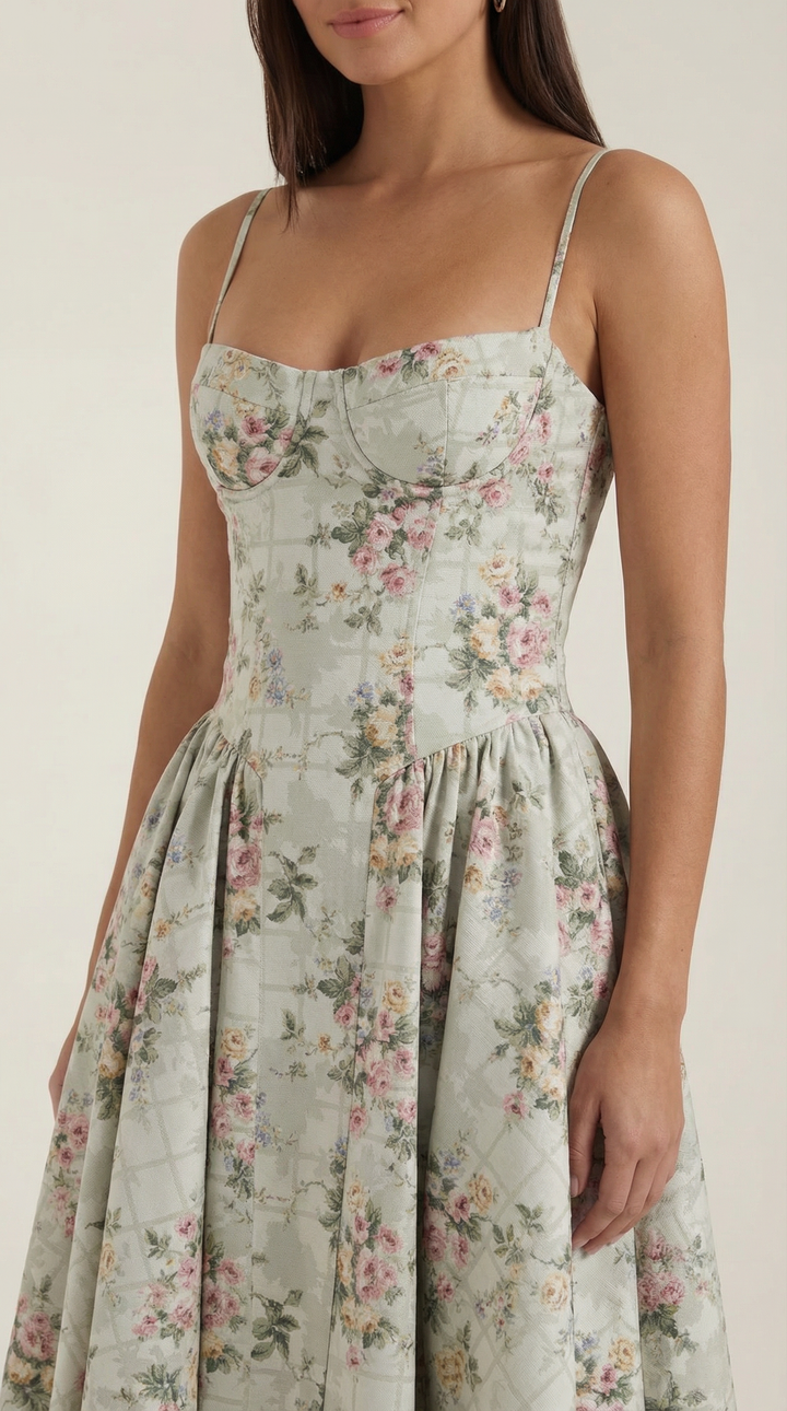 Morgan & Brooke | Floral Corset Midi Dress