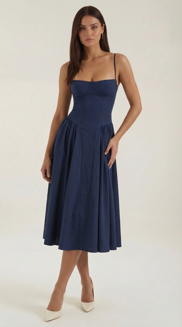 Morgan & Brooke | Floral Corset Midi Dress