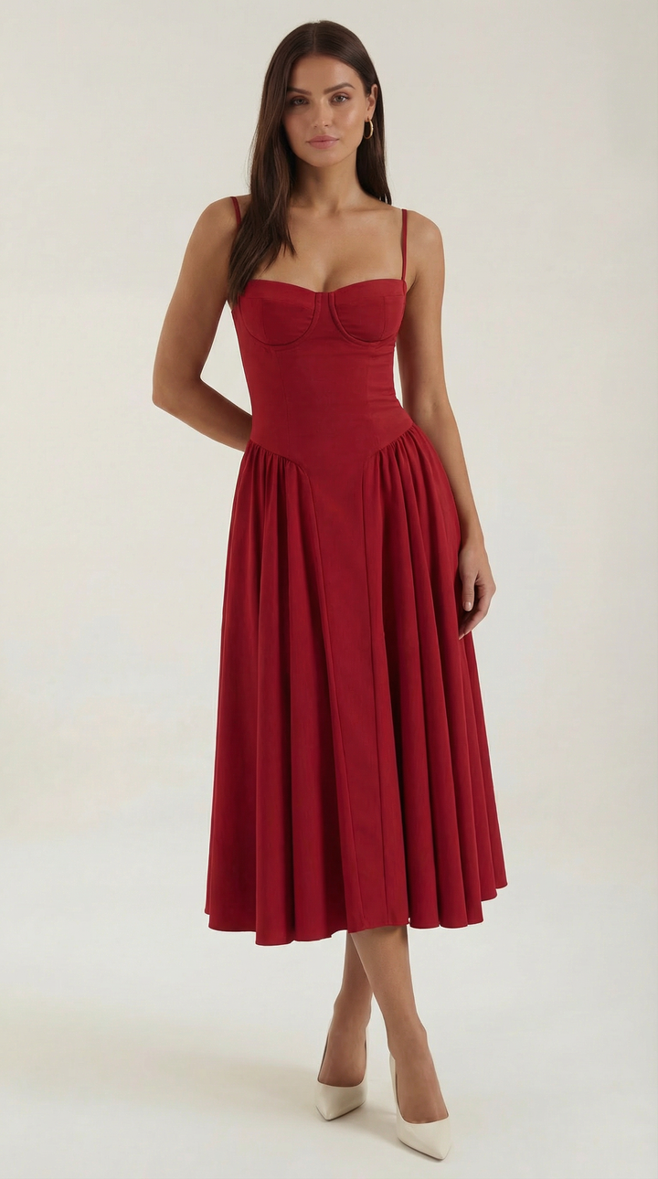 Morgan & Brooke | Floral Corset Midi Dress