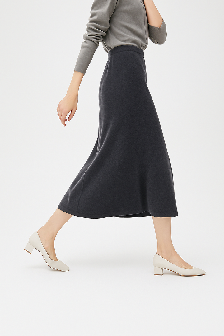 Morgan & Brooke | Charcoal High-Waist Pencil Wool Skirt