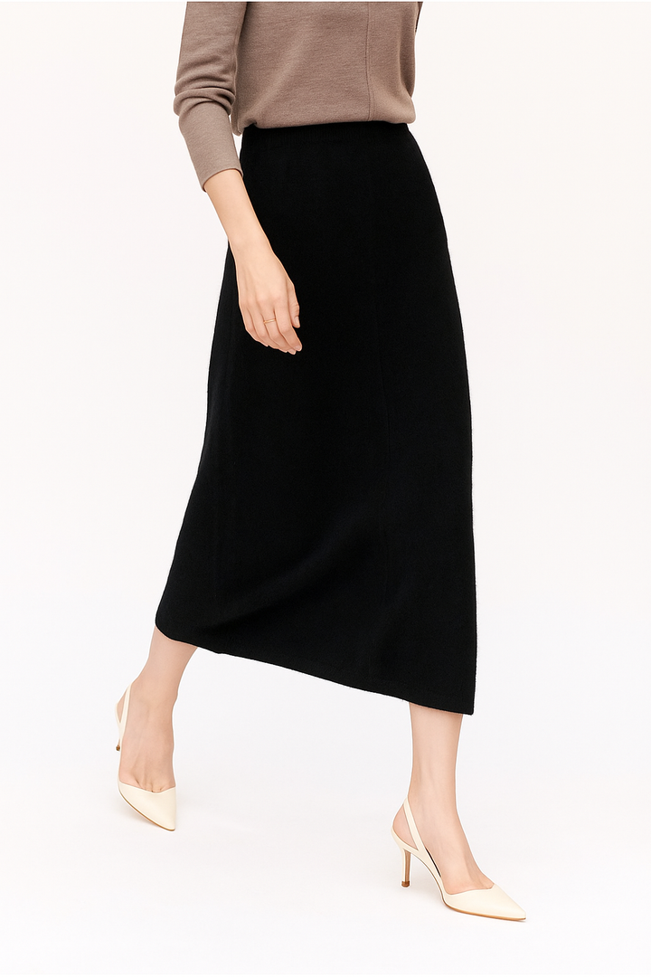 Morgan & Brooke | Charcoal High-Waist Pencil Wool Skirt