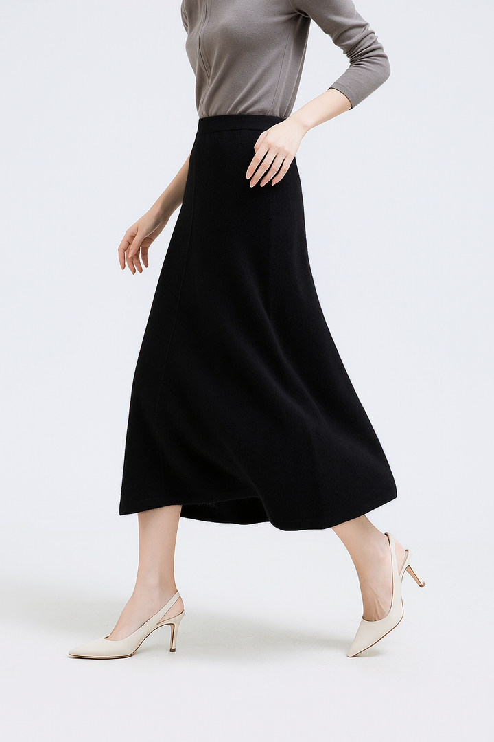 Morgan & Brooke | Charcoal High-Waist Pencil Wool Skirt