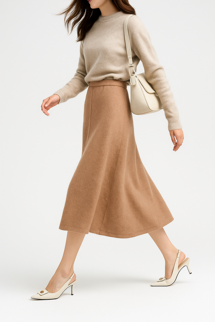 Morgan & Brooke | Charcoal High-Waist Pencil Wool Skirt