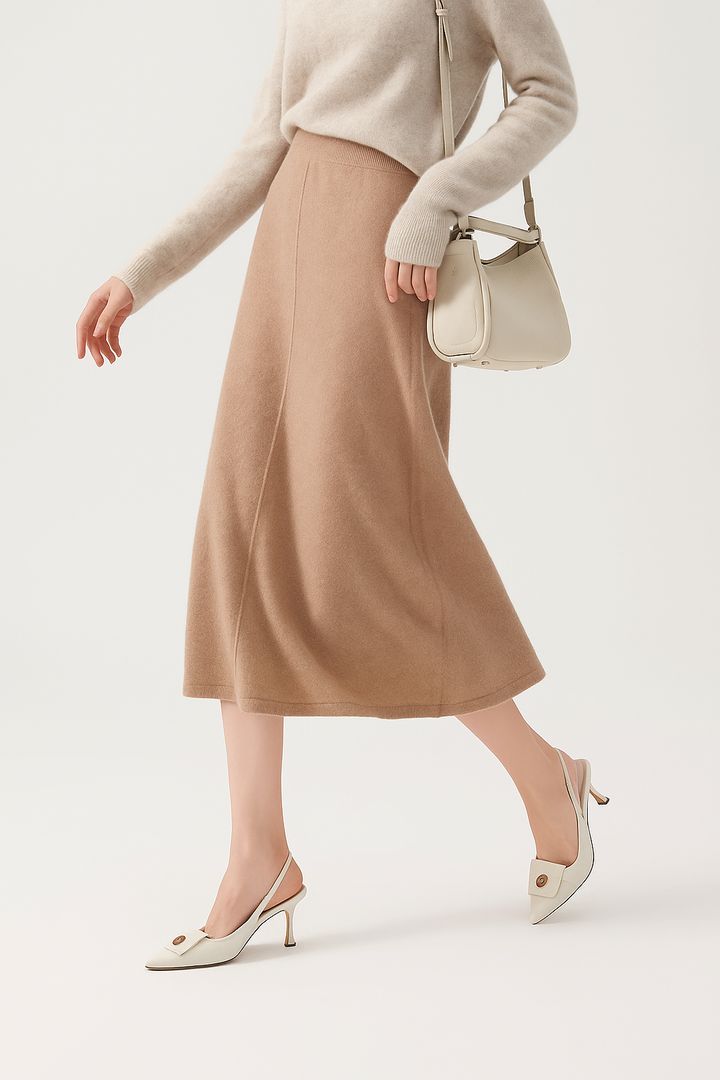 Morgan & Brooke | Charcoal High-Waist Pencil Wool Skirt