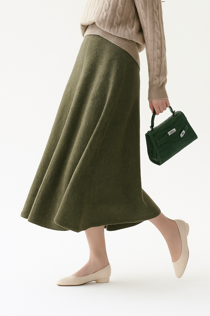 Morgan & Brooke | Charcoal High-Waist Pencil Wool Skirt