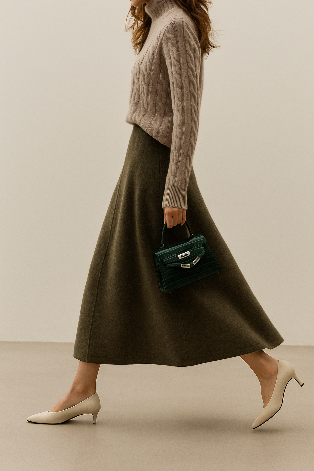 Morgan & Brooke | Charcoal High-Waist Pencil Wool Skirt