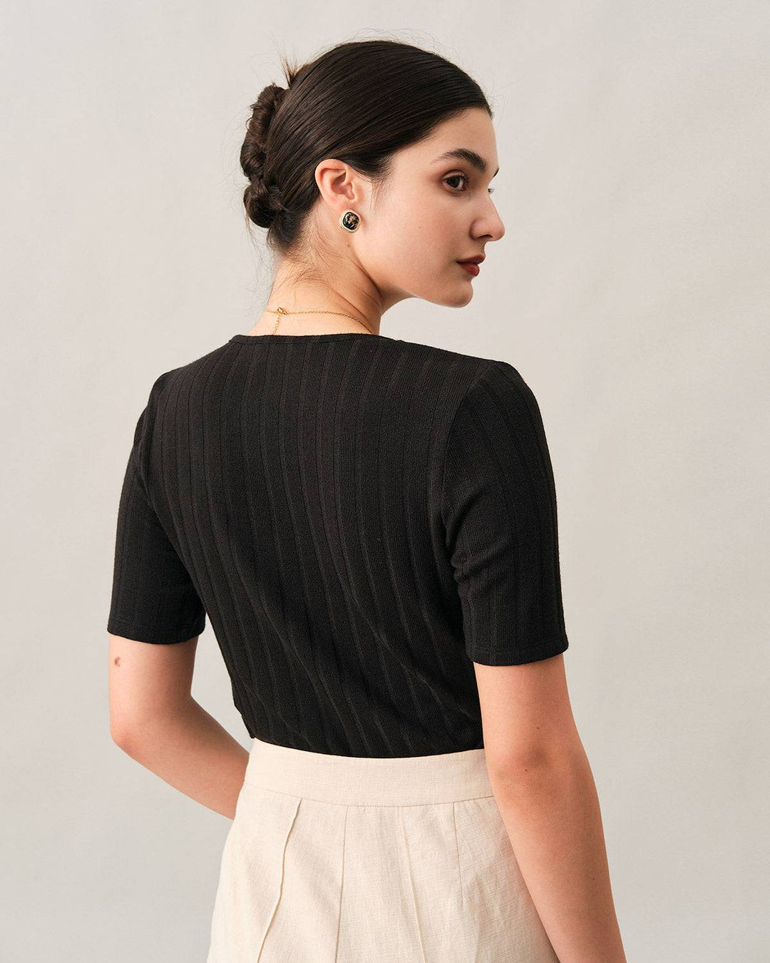 Morgan and Brooke | Ribbed Lace Trim Tee