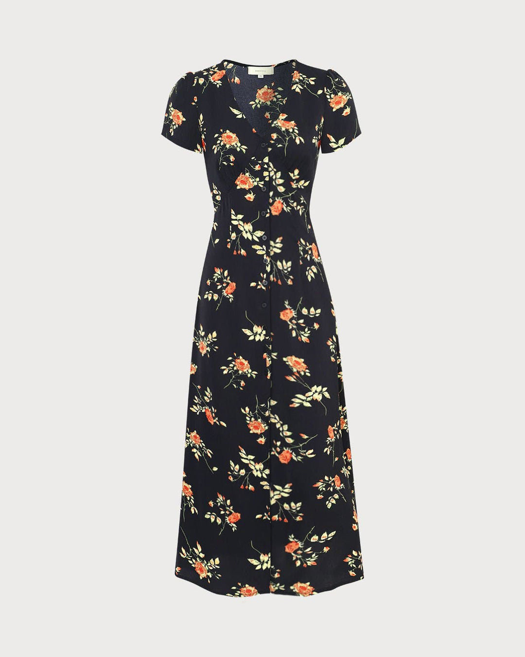 Morgan and Brooke | Black Floral V Neck Short Sleeve Maxi Dress