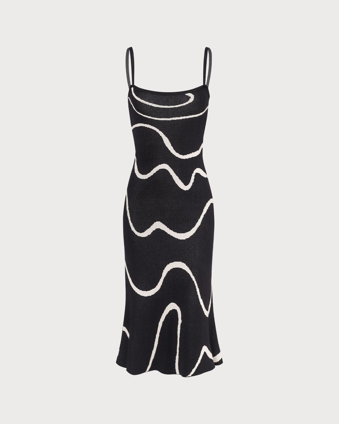 Morgan and Brooke | Black Wave Knit Midi Dress