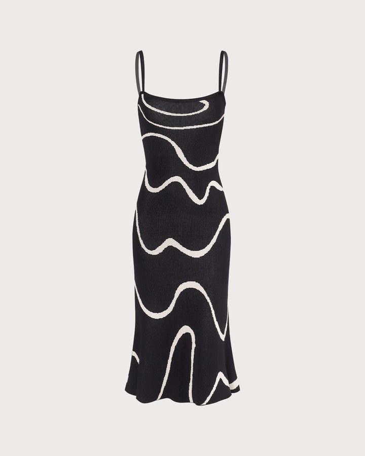 Morgan and Brooke | Black Wave Knit Midi Dress