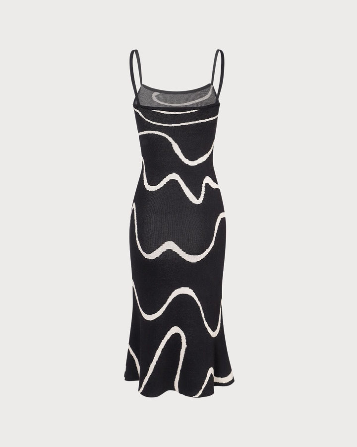 Morgan and Brooke | Black Wave Knit Midi Dress