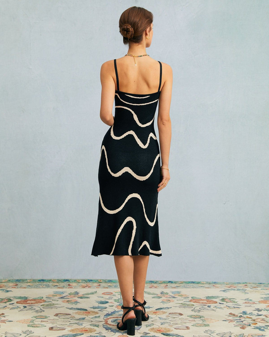 Morgan and Brooke | Black Wave Knit Midi Dress
