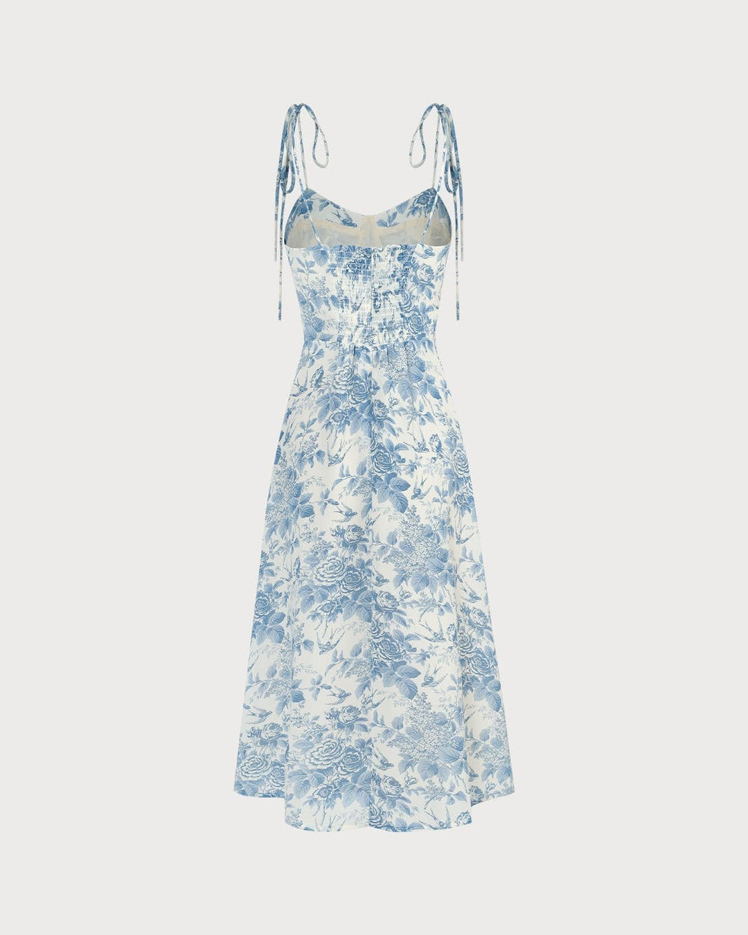 Morgan and Brooke | Blue Sweetheart Neck Shirred Midi Dress
