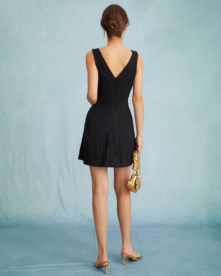 Morgan and Brooke | Solid Water Ripple Textured Sleeveless Mini Dress