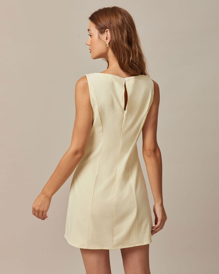 Morgan and Brooke | Yellow Boat Neck Cutout Mini Dress