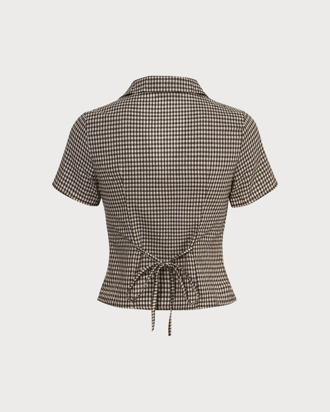Morgan and Brooke | Brown Gingham Short Sleeve Blouse