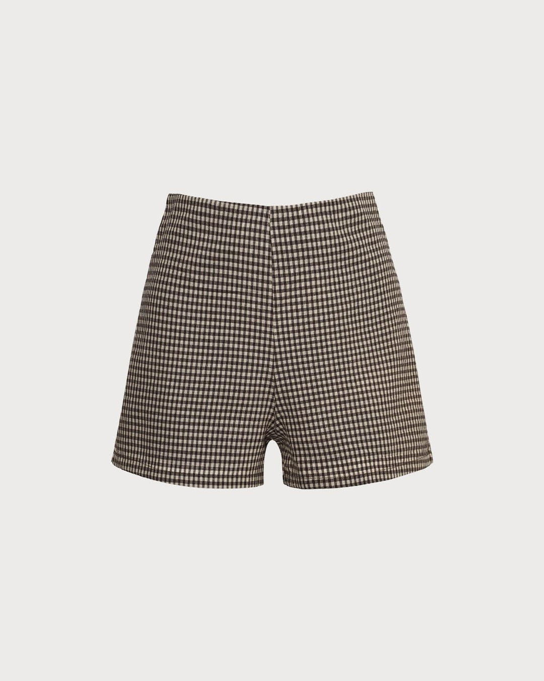 Morgan and Brooke | High Waisted Plaid Shorts for Women in Brown