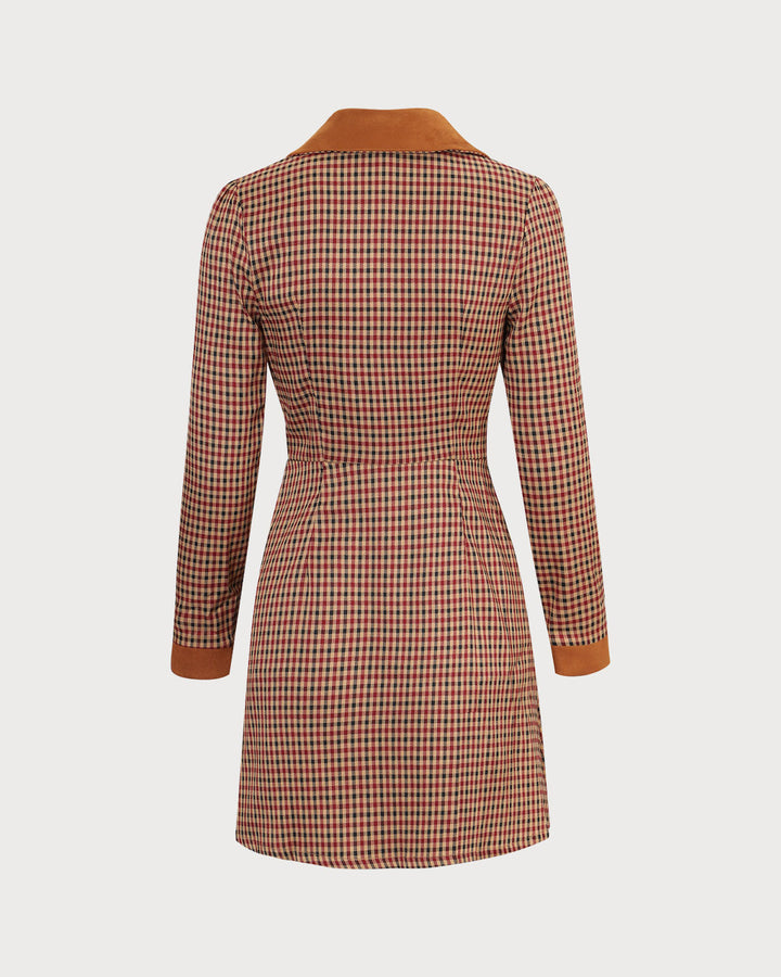 Morgan and Brooke | Brown Plaid Suede Mini Dress