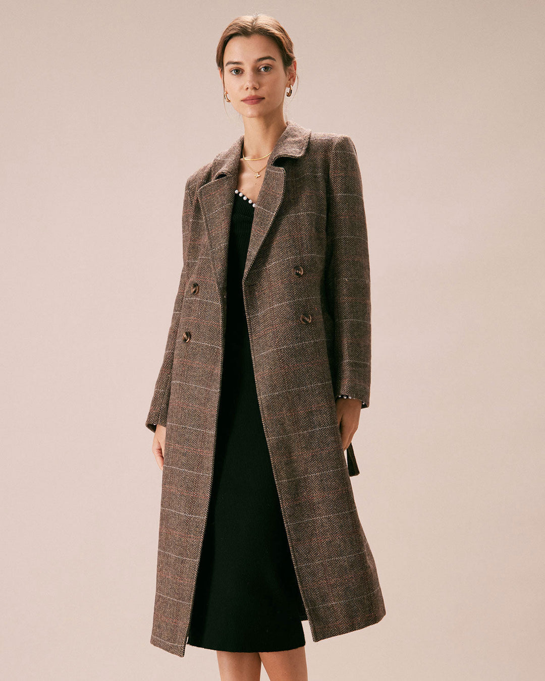 Morgan and Brooke | Lapel Belted Double Breasted Coat for Women in Coffee Color