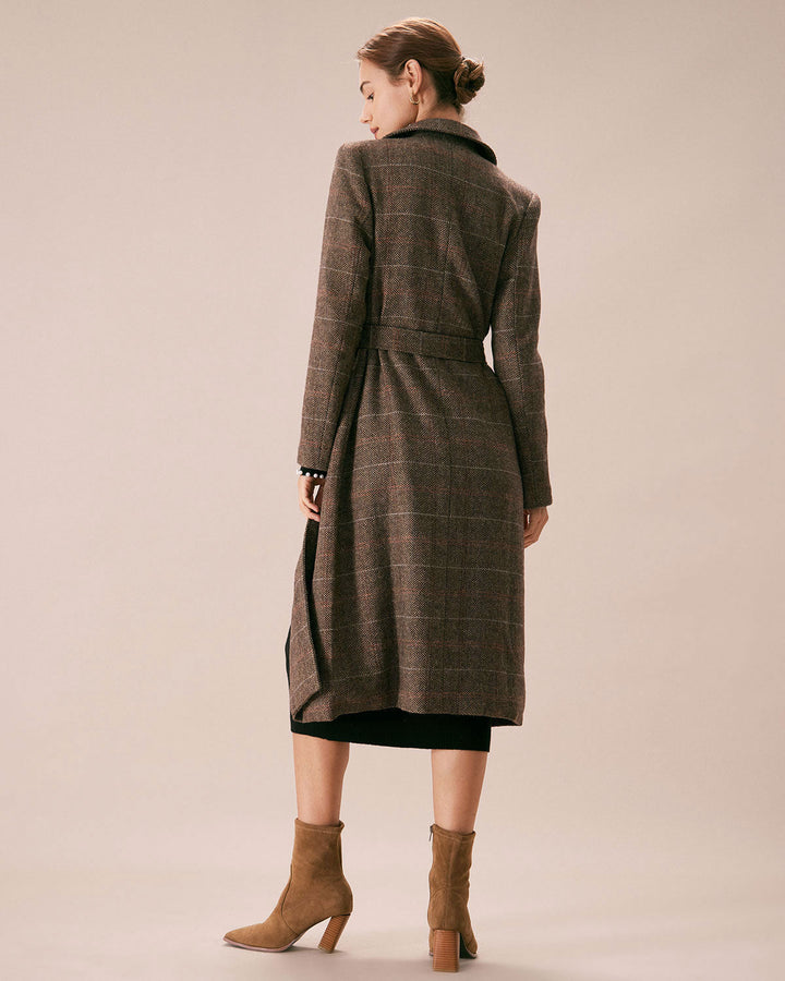 Morgan and Brooke | Lapel Belted Double Breasted Coat for Women in Coffee Color