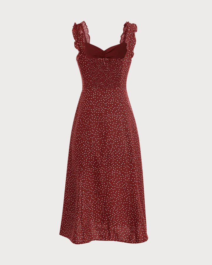 Morgan and Brooke | Red Frill Trim Side Split Midi Dress
