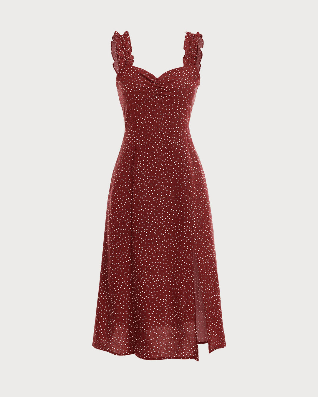 Morgan and Brooke | Red Frill Trim Side Split Midi Dress