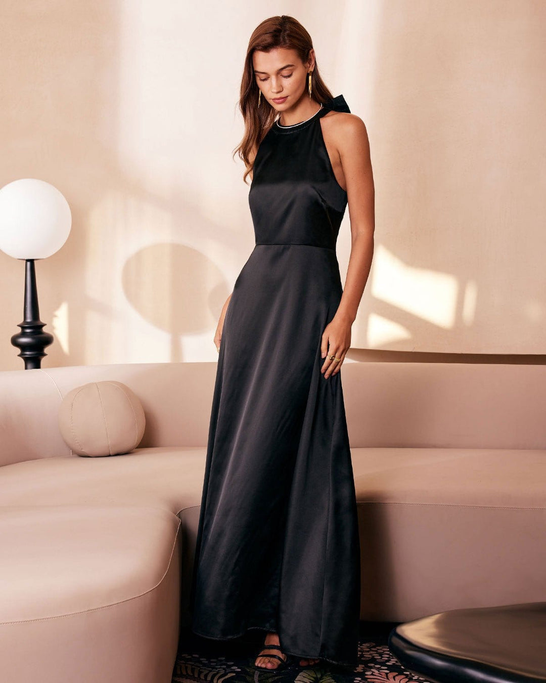 Morgan and Brooke | Black Halter Cutout Maxi Dress