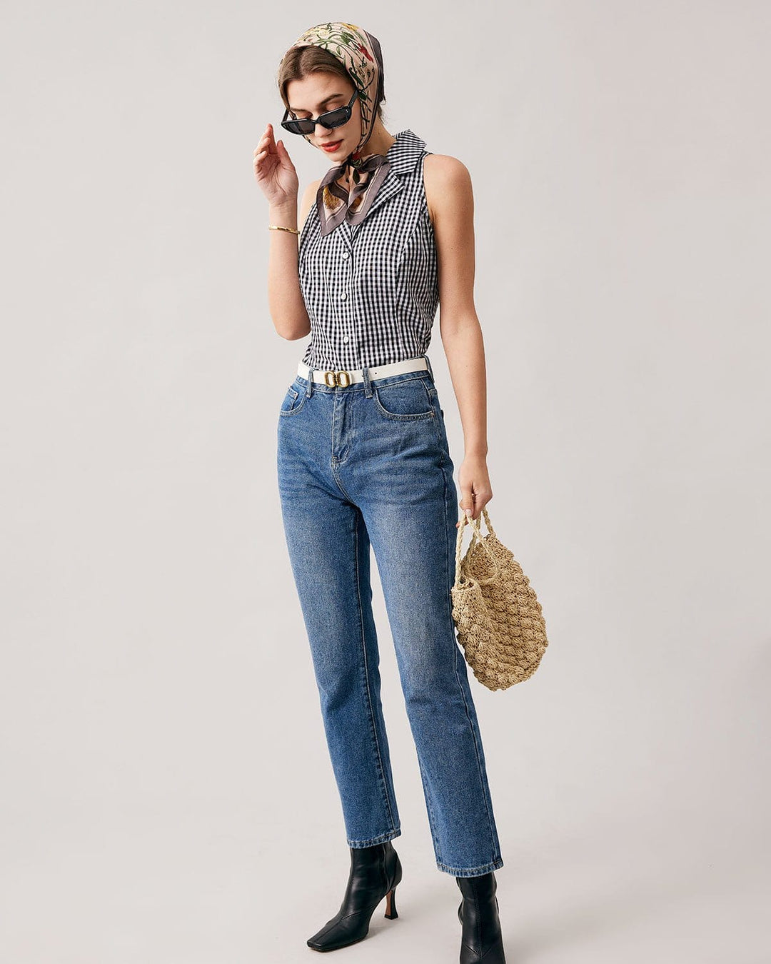 Morgan and Brooke | Collared Button-Up Sleeveless Plaid Vest