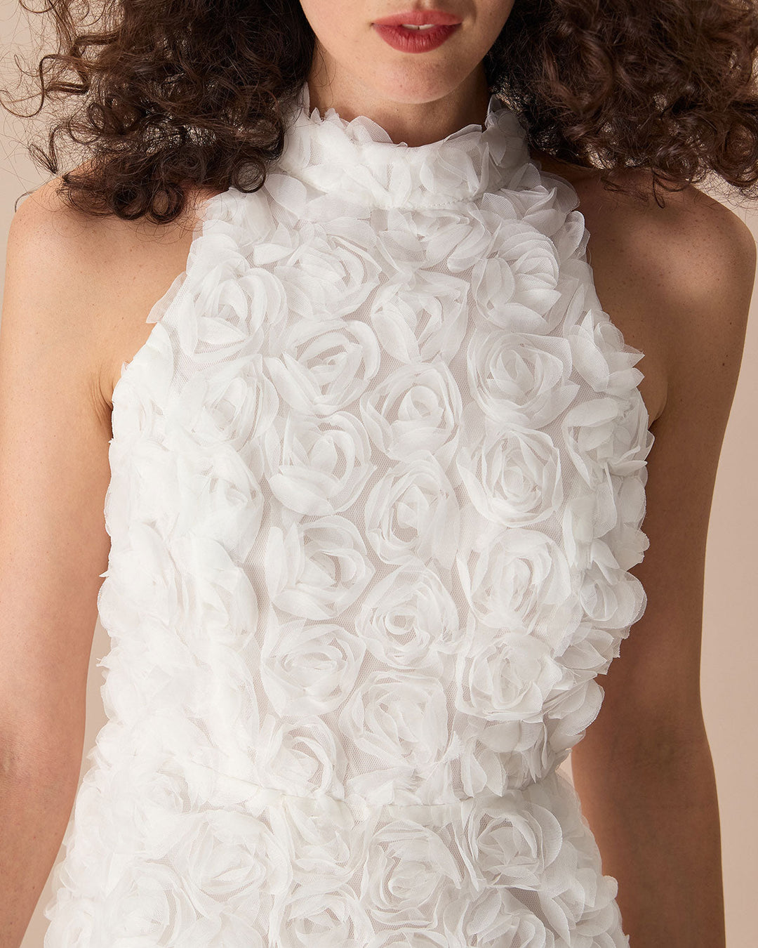 Morgan and Brooke | White Mock Neck Tie-Back Mini Dress