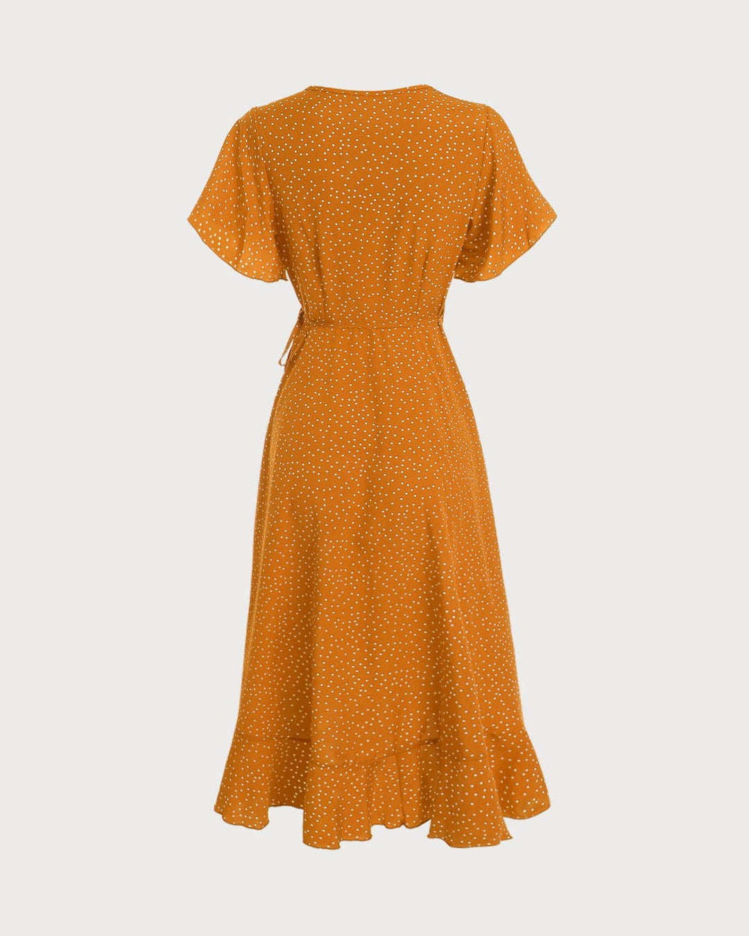 Morgan and Brooke | Yellow Polka Dot Ruffle Wrap Dress