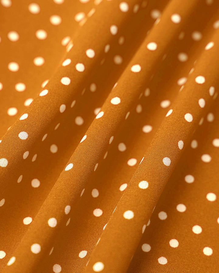 Morgan and Brooke | Yellow Polka Dot Ruffle Wrap Dress