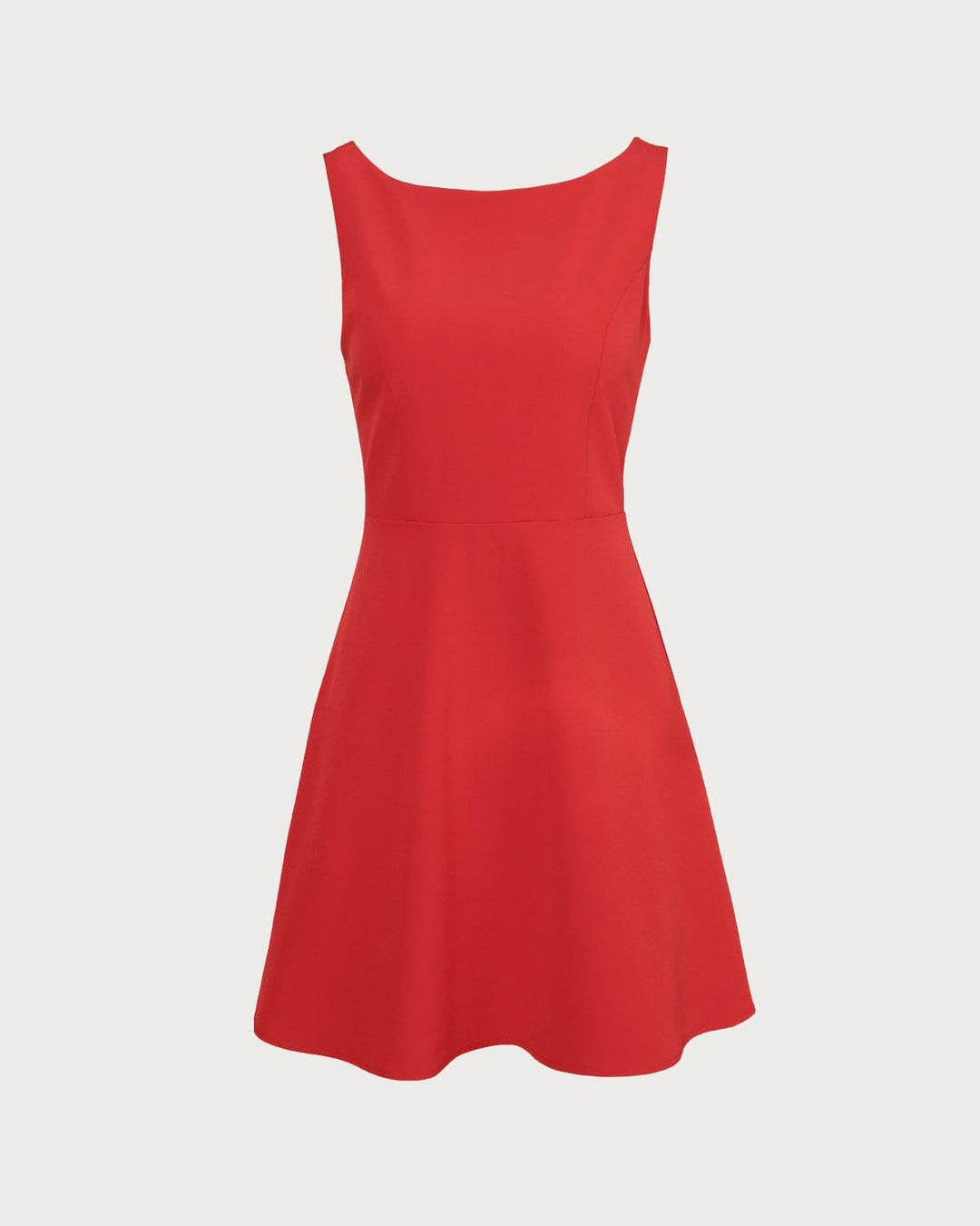 Morgan and Brooke | Red Boat Neck High Waisted Mini Dress