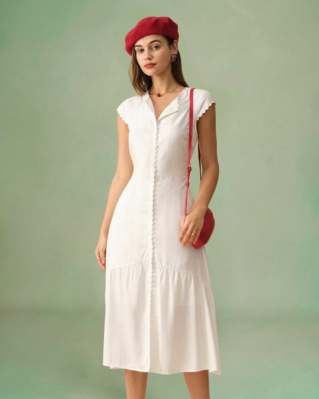 Morgan and Brooke | Solid Color Lapel Midi Dress