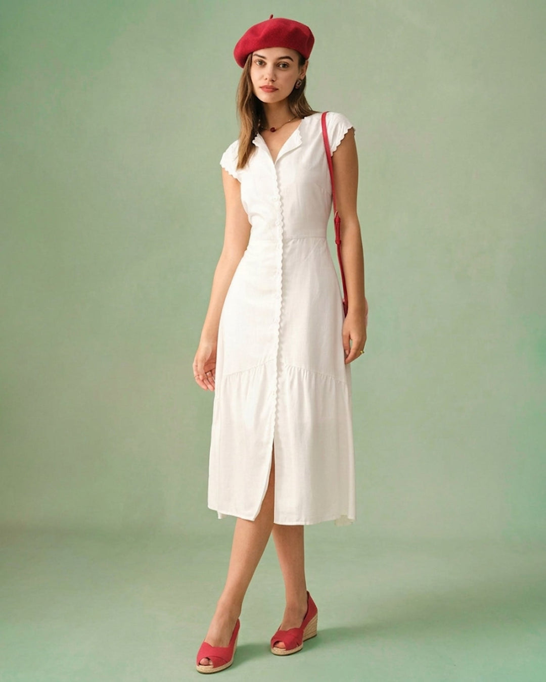 Morgan and Brooke | Solid Color Lapel Midi Dress