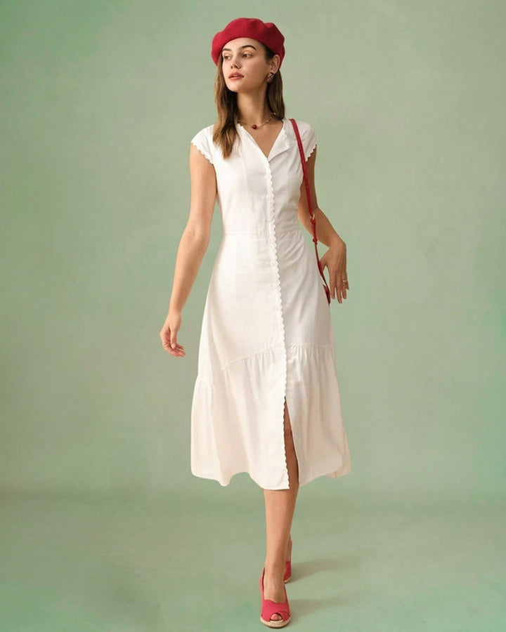 Morgan and Brooke | Solid Color Lapel Midi Dress