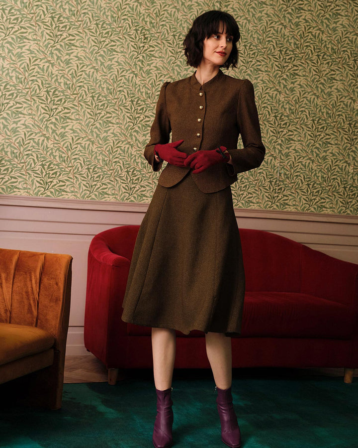 Morgan and Brooke | High Waisted Tweed Skirt for Women in Solid Color