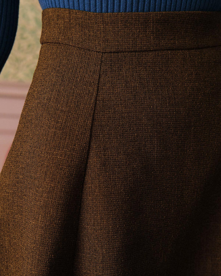 Morgan and Brooke | High Waisted Tweed Skirt for Women in Solid Color