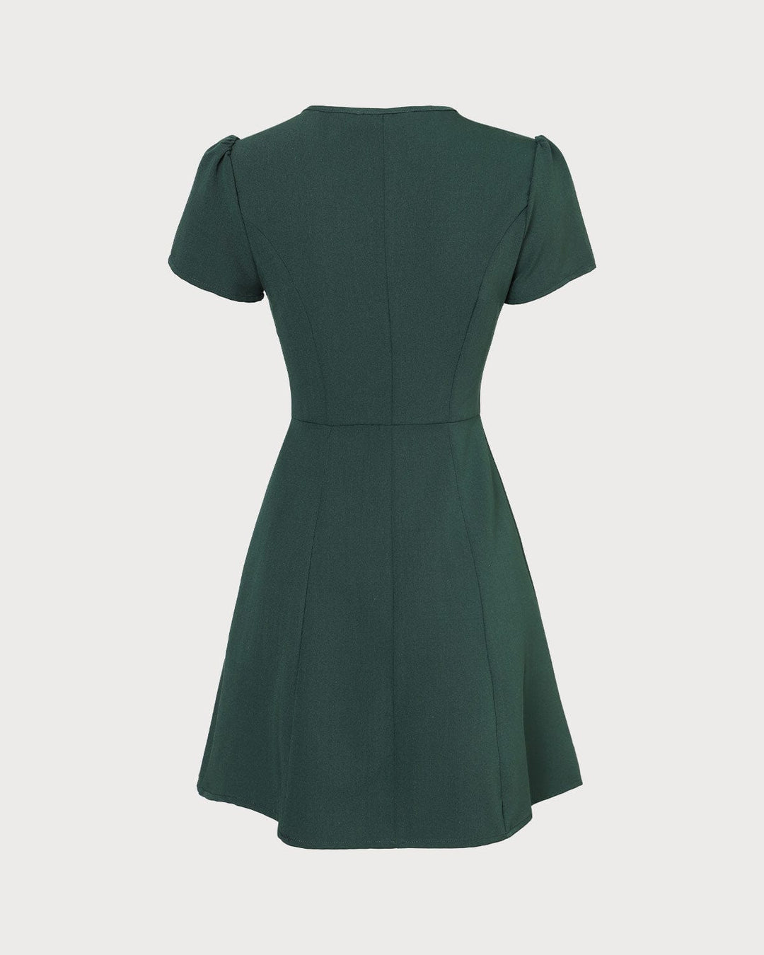 Morgan and Brooke | Dark Green V Neck Button-up Mini Dress
