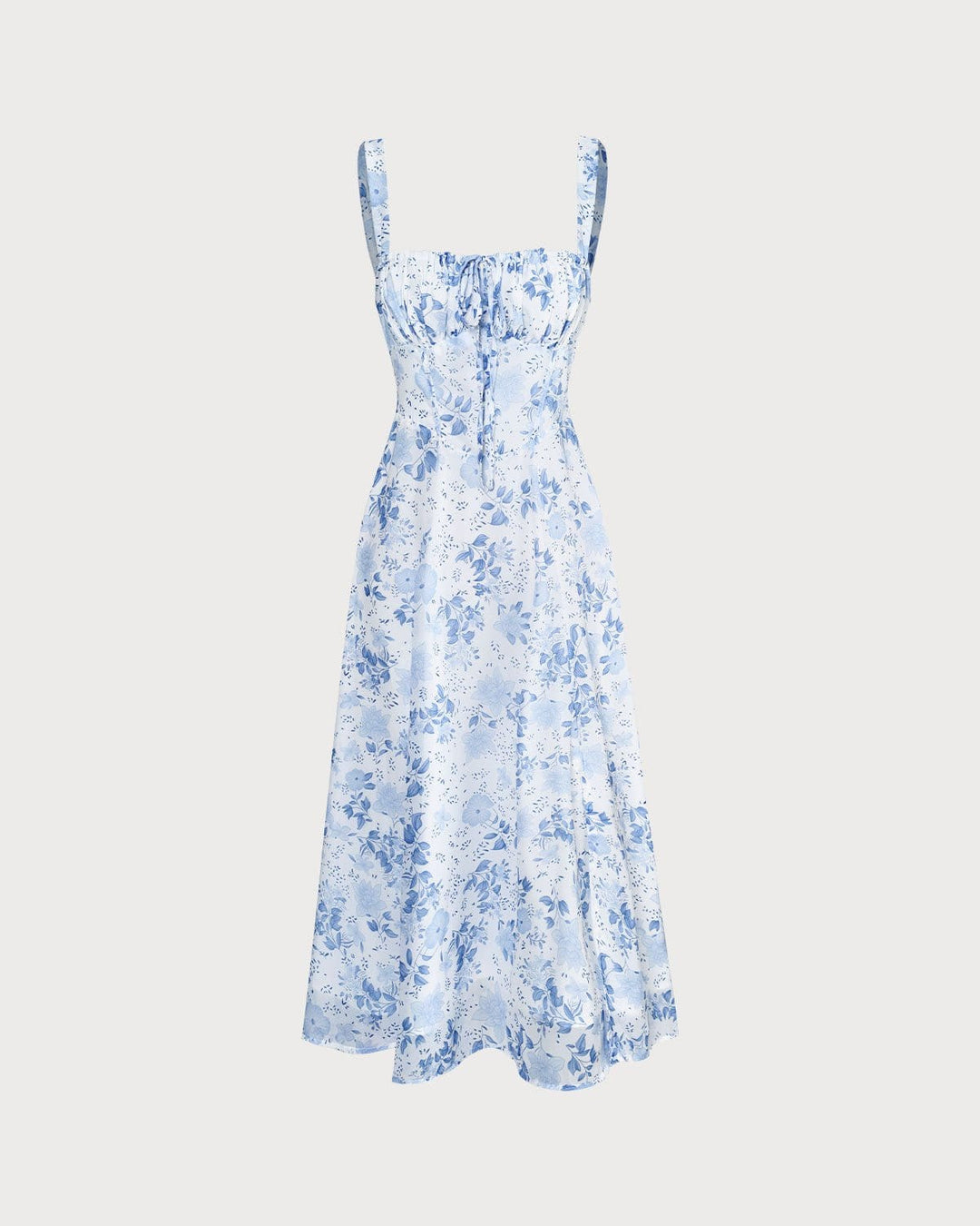 Morgan and Brooke | Floral Ruched Midi Dress for Women in Blue