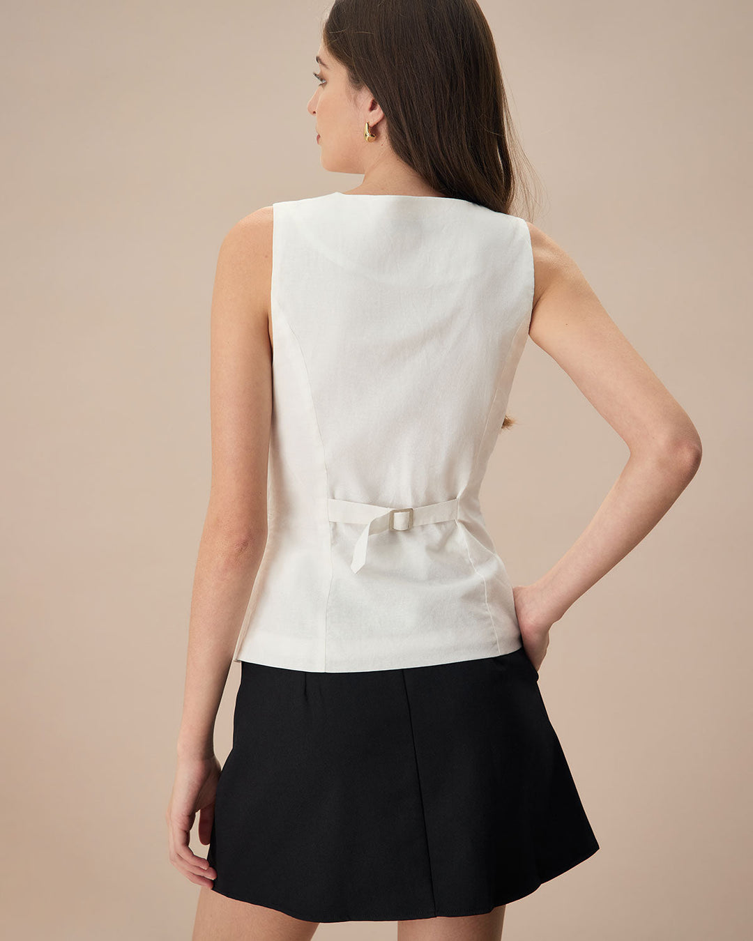 Morgan and Brooke | White Cotton Single-breasted Vest