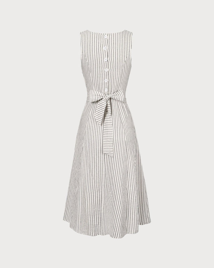 Morgan and Brooke | White Square Neck Striped Midi Dress