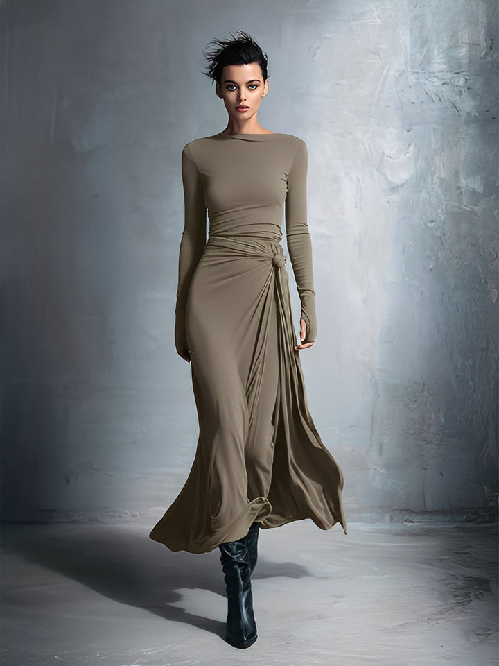 Morgan & Brooke | Grey Knit Wrap Dress