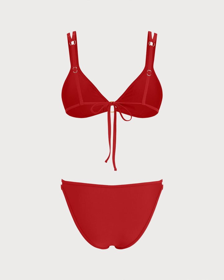 Morgan and Brooke | Triangle Bikini Set, Red, Women's, O-Ring, Minimalist