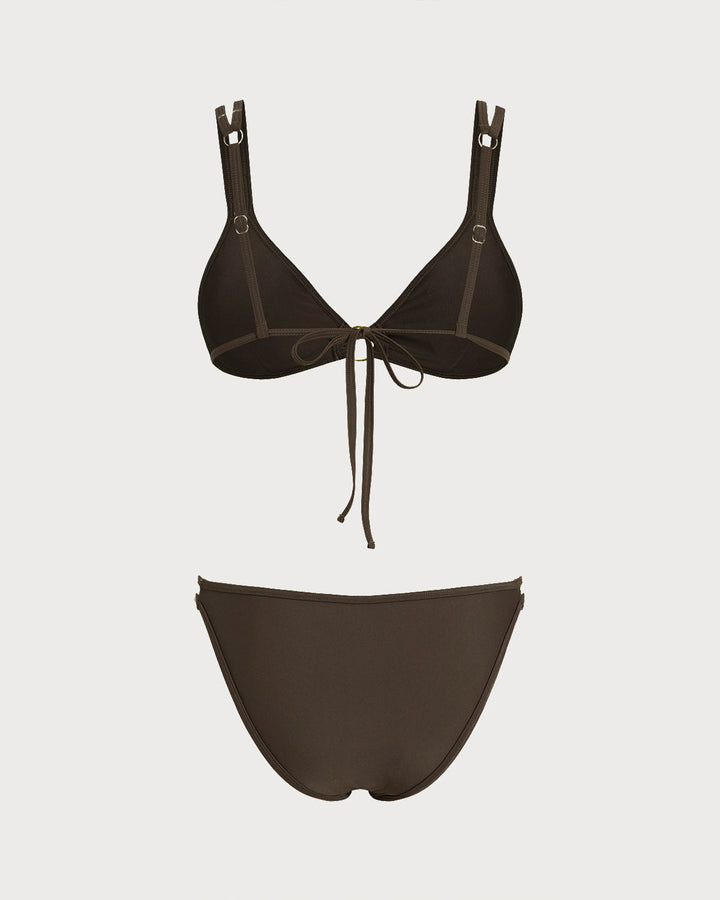 Morgan and Brooke | Triangle O-Ring Bikini Set for Women in Coffee Color