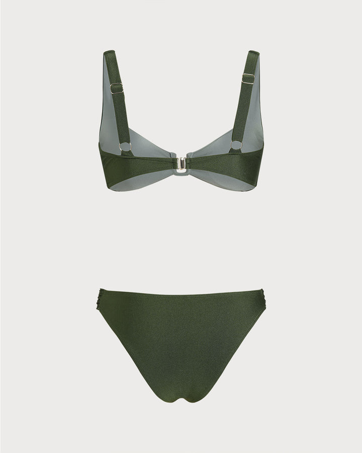 Morgan and Brooke | Green Contrasting Bralette Bikini Set